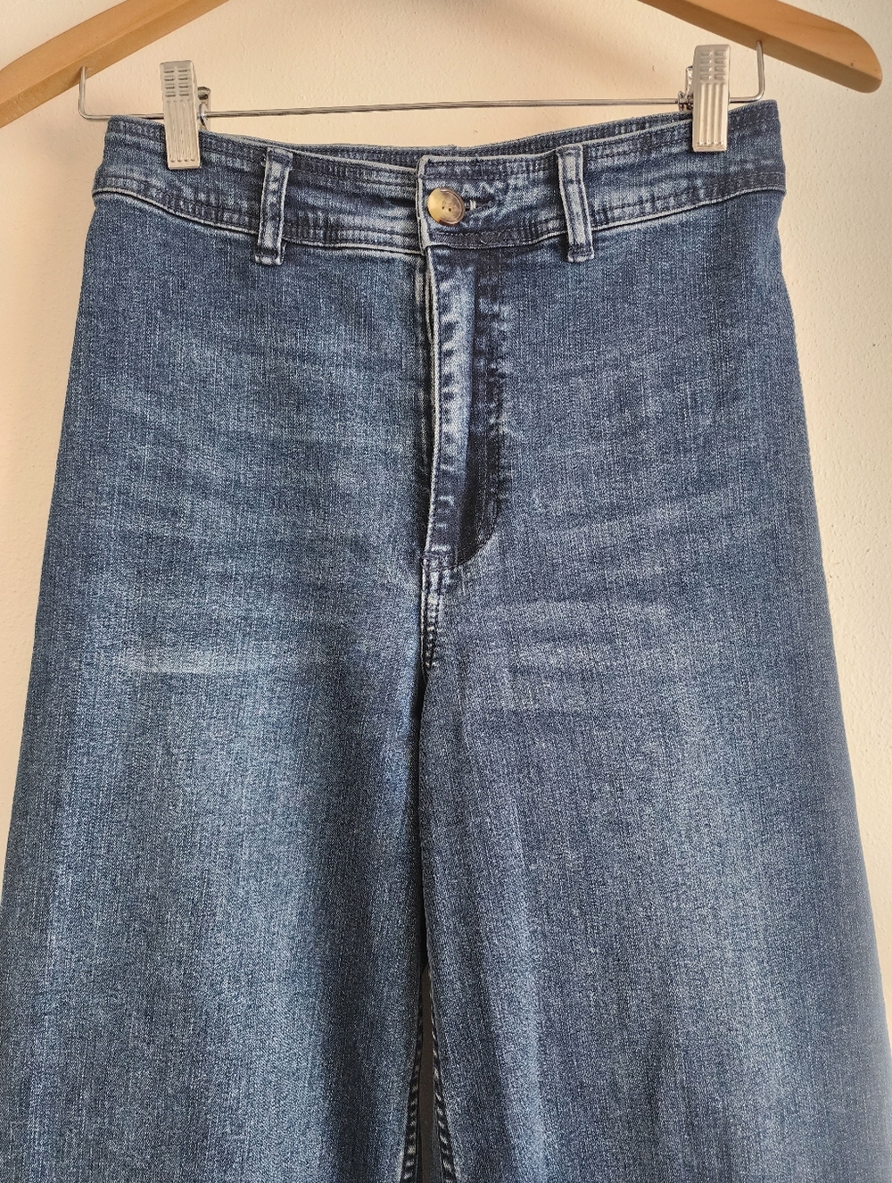 Billabong Free Fall High Rise Wide Leg Cropped Jeans Indigo Blue Size 26 - Picture 3 of 12